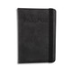 A black passport wallet featuring a secure elastic band and embossed "PASSPORT" detail on the front.