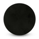 A black circular badge with a smooth surface and a magnetic backing. It features a logo on one side.