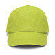 A vintage washed cap in bright lime green with a curved brim and a logo on the front.