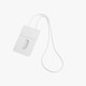 A white ABS retractable card holder with a lanyard, featuring a slot for a card and a smooth design.