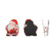 A festive acrylic magnetic clip in the shape of Santa Claus, featuring red and white colours with a logo on one side.