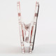 A clear acrylic magnetic clip with a red design, showcasing its custom shape and sturdy build.