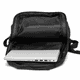 A black soft PU backpack with an open compartment featuring a silver laptop inside.