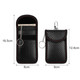 A black carbon fibre Faraday key pouch with red stitching, featuring a keyring and storage compartments.