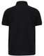 A black men's ultrafine cotton pique polo with a classic polo collar and a logo on the back.