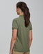 A women's olive green ultrafine cotton pique polo shirt, featuring a simple design and a branded logo.