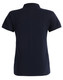 A navy ladies' ultrafine cotton pique polo featuring a collar and short sleeves, with a logo on the back.