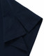 A navy blue ultrafine cotton pique polo with detailed stitching and a folded sleeve. It features a branding logo.