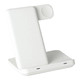 A white 3-in-1 wireless charger featuring a sleek, modern design with multiple charging surfaces and a logo.
