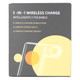 A packaging box for a 3 in 1 wireless charger, featuring bold graphics and a simple, modern design.
