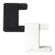 A wireless charger in black and white, featuring multiple charging surfaces and a sleek design.
