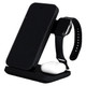 A black 3 in 1 wireless charger featuring a phone stand, an Apple Watch holder, and a space for earbuds.