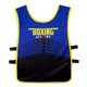A custom unisex bib in blue and black, featuring a design with a boxing ring and a logo.