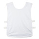 A custom unisex bib in white, featuring adjustable straps on the sides and a plain design.