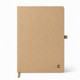 A beige A5 smart notebook with a textured cover and a logo on the bottom right corner.