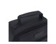 A black insulated lunch bag with a top handle and a zippered pocket. The bag features a logo on its surface.