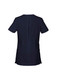 A navy women's tunic featuring short sleeves and a back vent, designed for uniforms. It has a subtle brand logo.