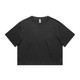 A black cropped t-shirt with a relaxed fit and a brand logo.