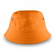 An orange bucket hat featuring a simple design and metal eyelets for ventilation.