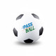 A white high bounce soccer ball with black patches and a logo featuring the words "PASS THE BALL."