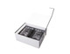 A whisky set with two crystal tumblers and whisky stones, presented in a sleek black and white box.