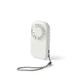 A white mini pocket fan with a grey wrist strap. The fan features a circular grille for airflow.