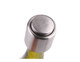 A drink bottle featuring a metallic wine stopper with a brushed finish and an embossed label.