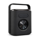 A black Hudson Bluetooth speaker with a rounded handle and a large central dial for volume control.