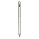 A silver 4-in-1 gravity pen made from recycled stainless steel, featuring a sleek design and branding.