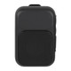 A black Bluetooth speaker with a textured speaker grille and a smooth surface on the top, featuring a logo.