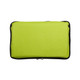 A green cooler bag with a zip closure.