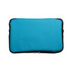 A cooler bag in a bright turquoise color with a zippered closure.