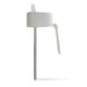 A drink bottle in white with a stainless steel straw and a removable cap. Features a logo.