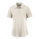 A women's polo shirt in a light beige colour with a classic collar and short sleeves, featuring a logo.