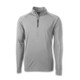 A light grey half-zip pullover with long sleeves and a subtle branding on it.