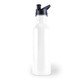 A drink bottle in a sleek, minimalist design with a white body and a black spout cap.