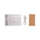 A power bank kit featuring a small brown box, USB charging cable, and instruction sheet.