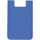 A blue phone wallet with a textured design and a top slot, featuring a smooth finish and rounded edges.