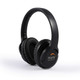 A pair of black ANC headphones with a logo on one earcup, featuring cushioned ear pads and a sleek design.