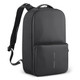 A black gym bag with a large main compartment and a front zip pocket, featuring adjustable shoulder straps.