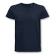 A navy organic cotton men's t-shirt with a classic crew neck and short sleeves. Features a logo on the label. A navy organic cotton men's t-shirt with a classic crew neck and short sleeves. Features a logo on the label.
