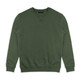 A green unisex sweatshirt with a crew neckline and ribbed cuffs and hem. It features a branding logo.