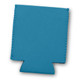 A drink bottle cooler in teal with stitched edges and a base cut-out, featuring a logo.