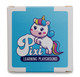 A box featuring a cartoon unicorn with a colourful mane, labelled "Pixi Learning Playground." 