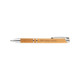 A bamboo pen with a silver clip and accents, featuring a logo on its barrel.