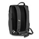 A grey flap backpack with padded straps and a top handle, featuring a minimalist design and a logo. A grey flap backpack with padded straps and a top handle, featuring a minimalist design and a logo.
