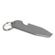 A stainless steel key ring designed as a bottle opener and paint tin opener, sleek and simple in design.