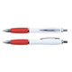 A set of two Viva Pens featuring a white barrel with contrasting red grips and chrome accents. A set of two Viva Pens featuring a white barrel with contrasting red grips and chrome accents.