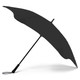 A black BLUNT Exec Umbrella with a sleek design and a curved canopy, featuring a handle and a logo. A black BLUNT Exec Umbrella with a sleek design and a curved canopy, featuring a handle and a logo.
