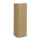 A tall, brown cylindrical product packaging with a plain design, featuring a logo.